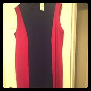 Fuchsia and Navy Ashley Stewart color block dress